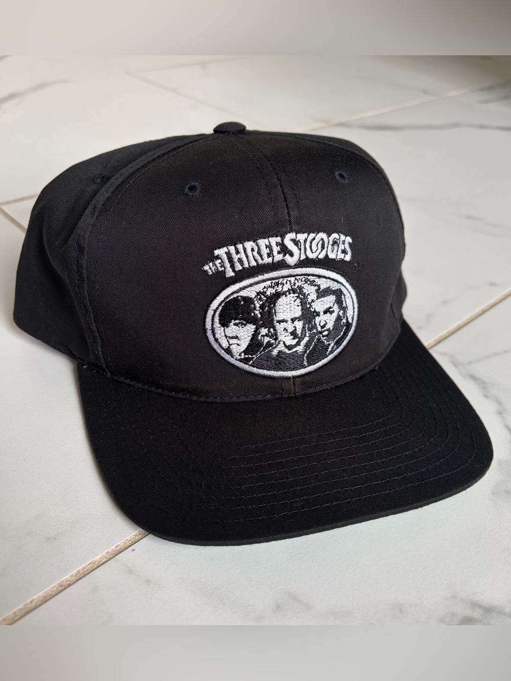 Vintage 1993 The Three Stooges SnapBack Hat Cap Black White Annco Promo Comedy